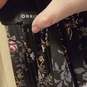 torrid Black Floral Pleated Skater Skirt with Gold Accents